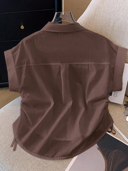 Chemise Femme Manches Courtes Élégante à Boutons Style Moderne