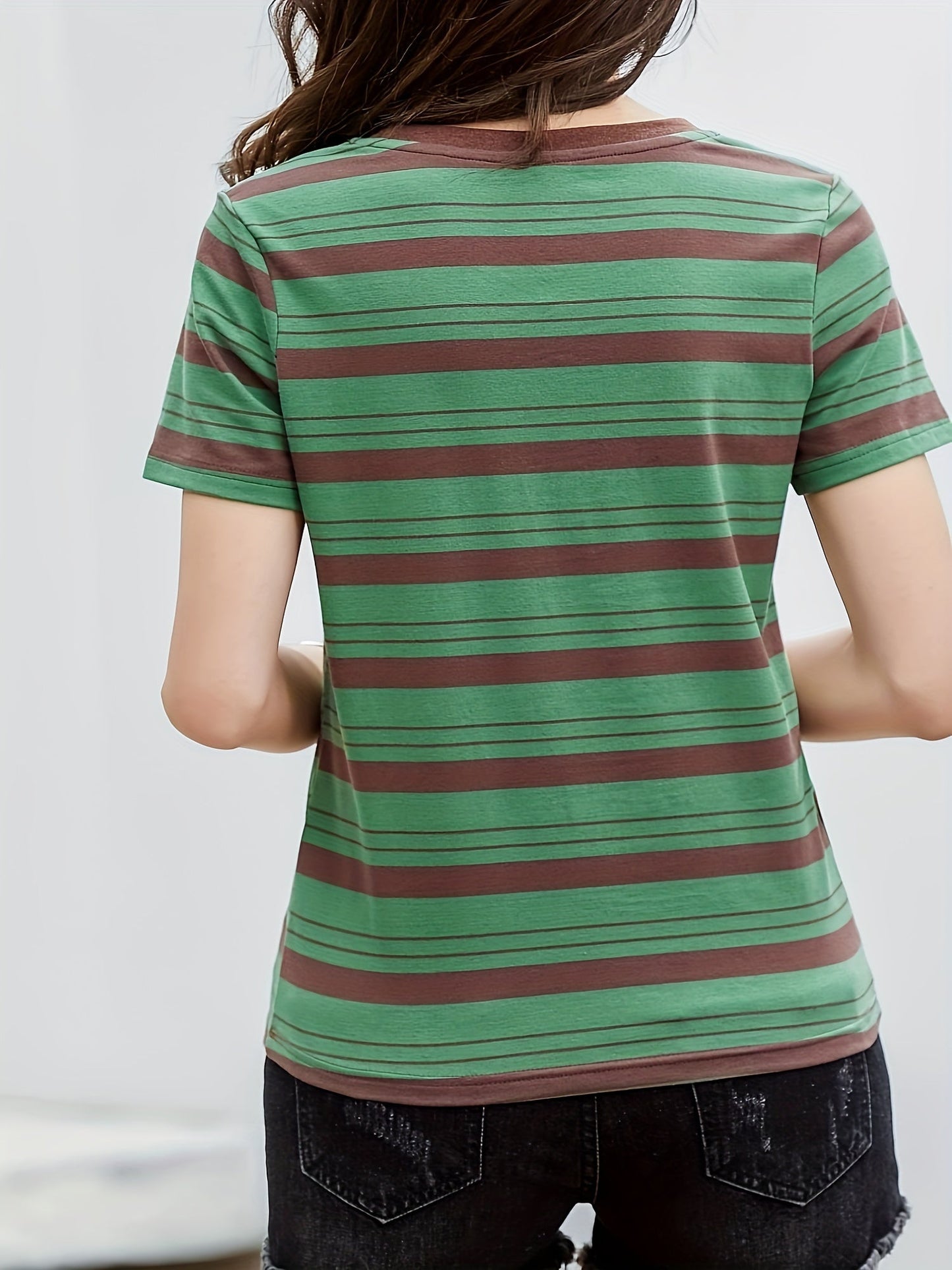 T-shirt à Rayures Classiques Femme Style Décontracté Chic
