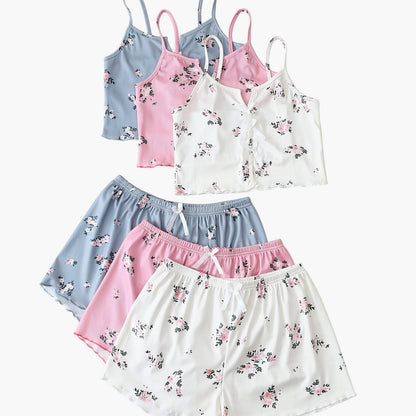 Pyjama Femme Ensemble 2 Pièces Style Floral Décontracté Été