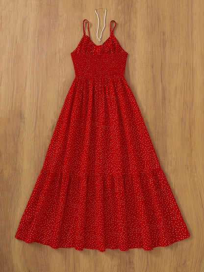 Vintage stijl lange jurk met stippen voor elegante en chique dames