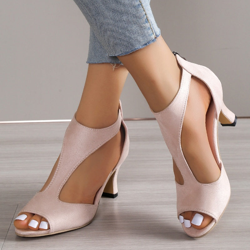 Claire – Sandalen mit hohen Absätzen, Reißverschluss und offenem Zehenbereich