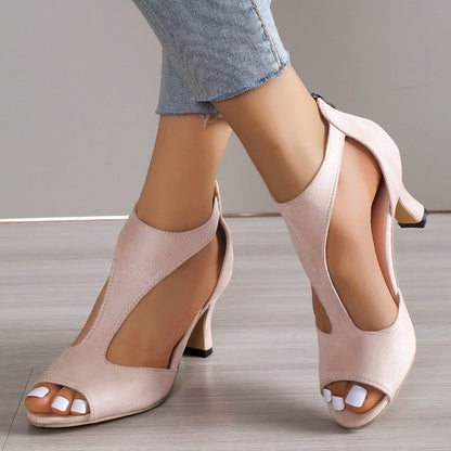 Claire – Sandalen mit hohen Absätzen, Reißverschluss und offenem Zehenbereich