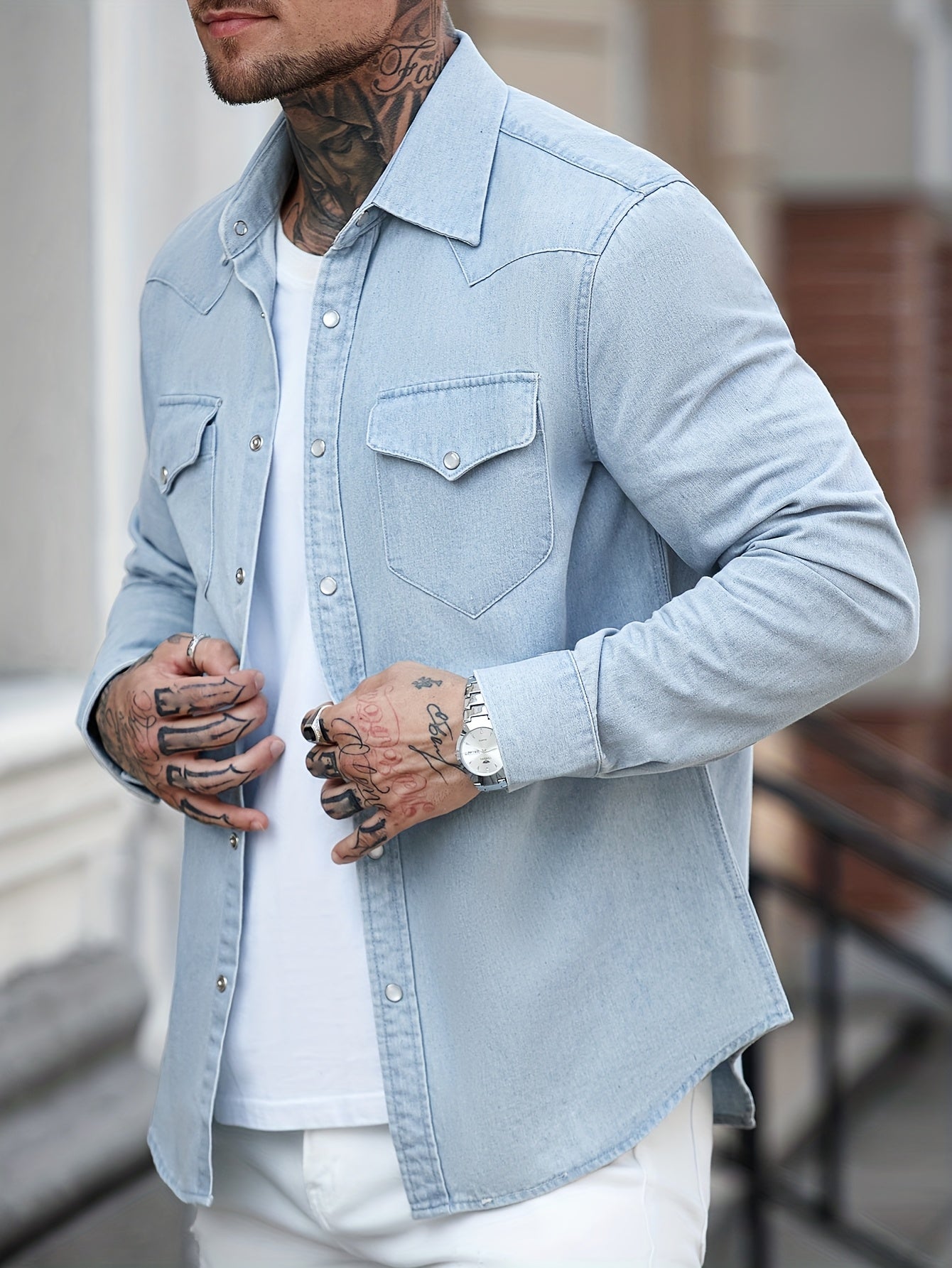 Chemise casual à boutons pour homme style urbain tendance