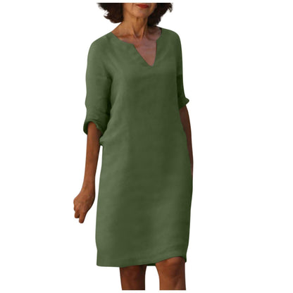 Robe décontractée rétro pour femme, manches mi-longues, style artistique, grande taille, multi-couleurs