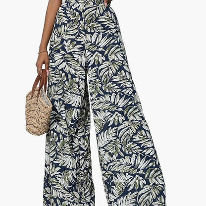 Pantalón ancho para mujer estilo tropical casual para playa y verano