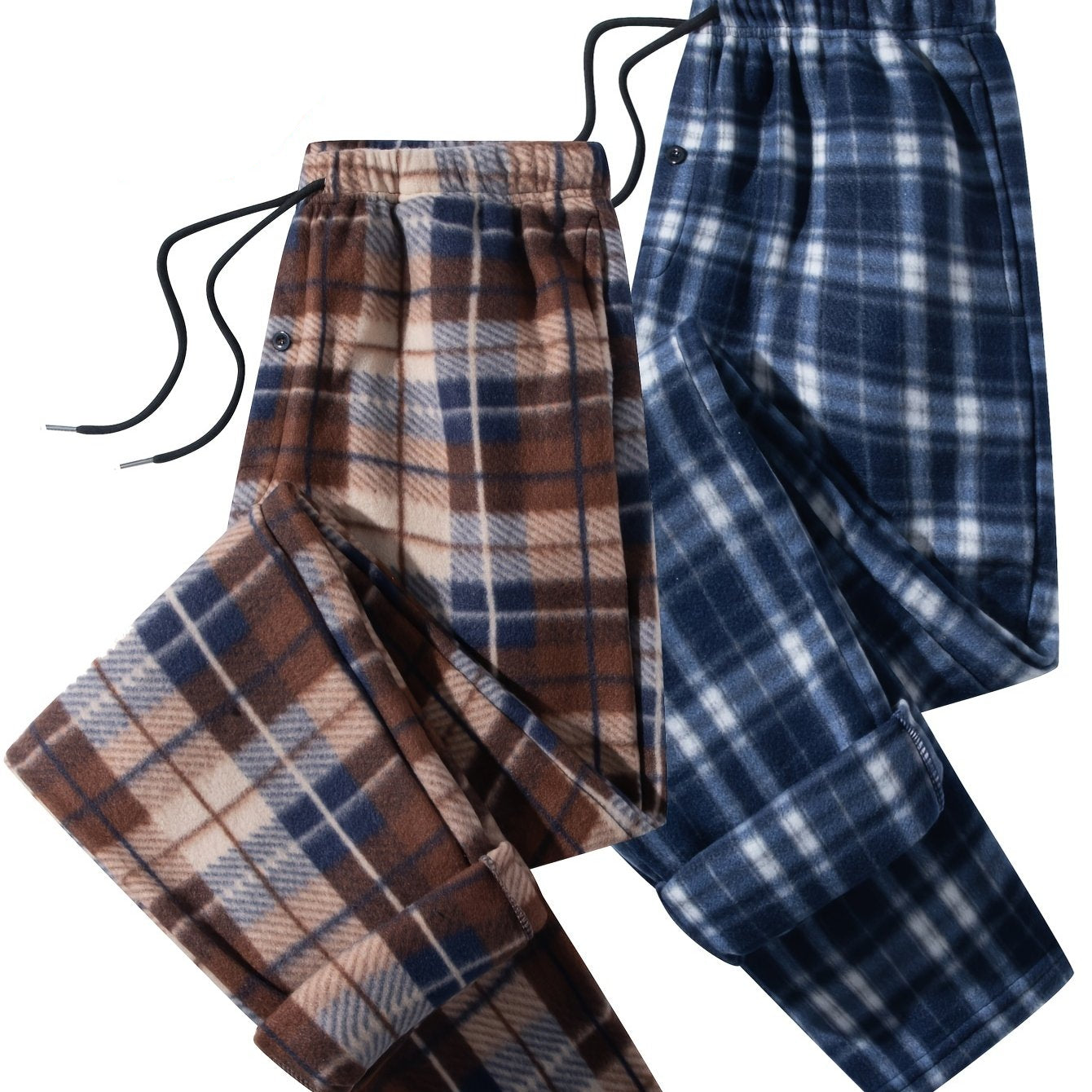 Pantalon de détente à carreaux doux pour homme avec cordon de serrage