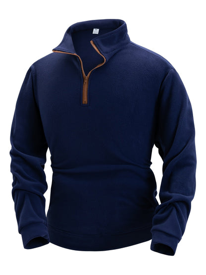 Polaire Homme Demi-Zip Col Montant Manches Longues Poches Latérales