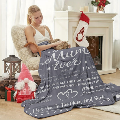 Plaid Cadeau Femme - Couverture Sentimentale Style Boho pour Maman avec Messages d'Amour et de Reconnaissance