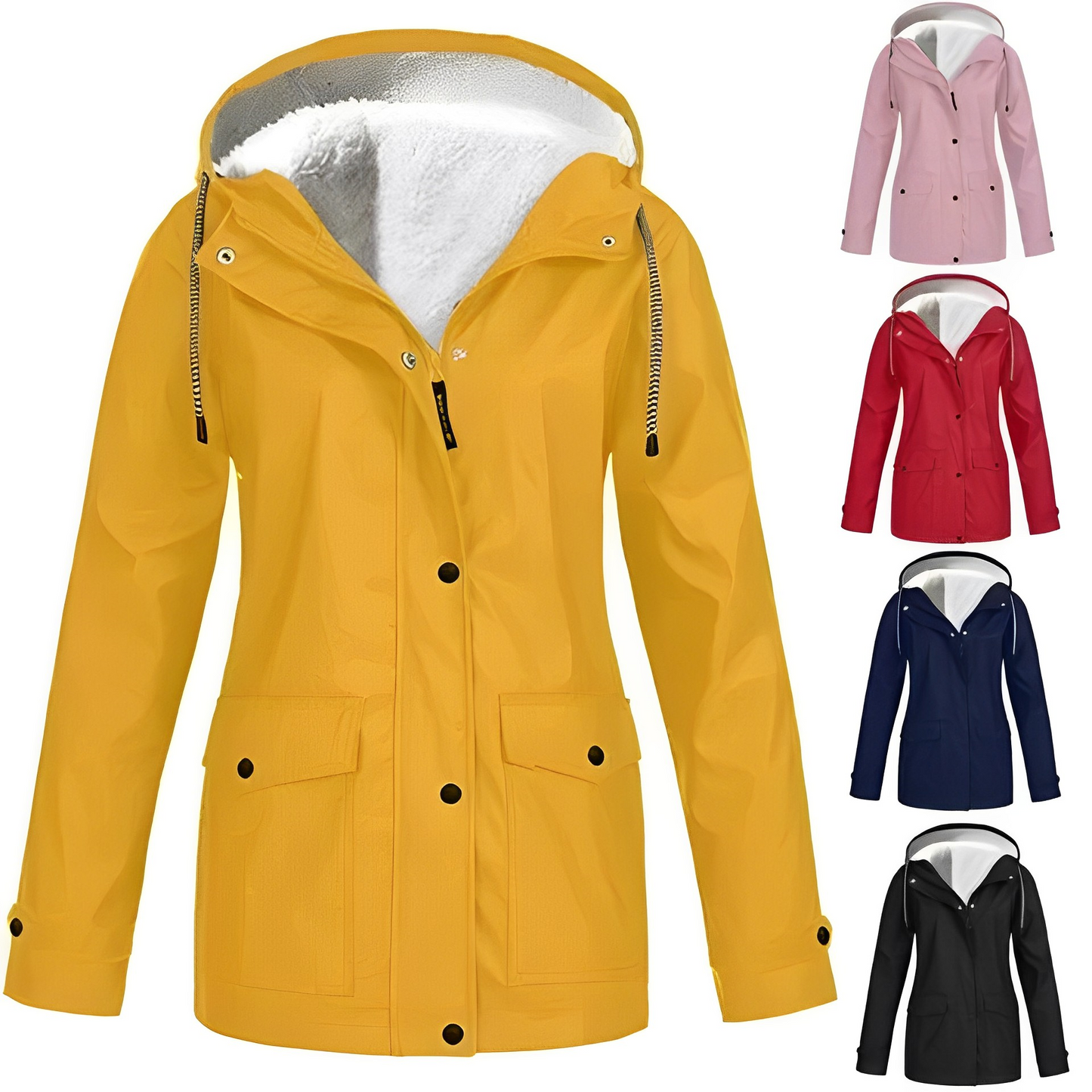 Chaqueta impermeable para mujer estilo urbano forrada con polar para invierno y lluvia