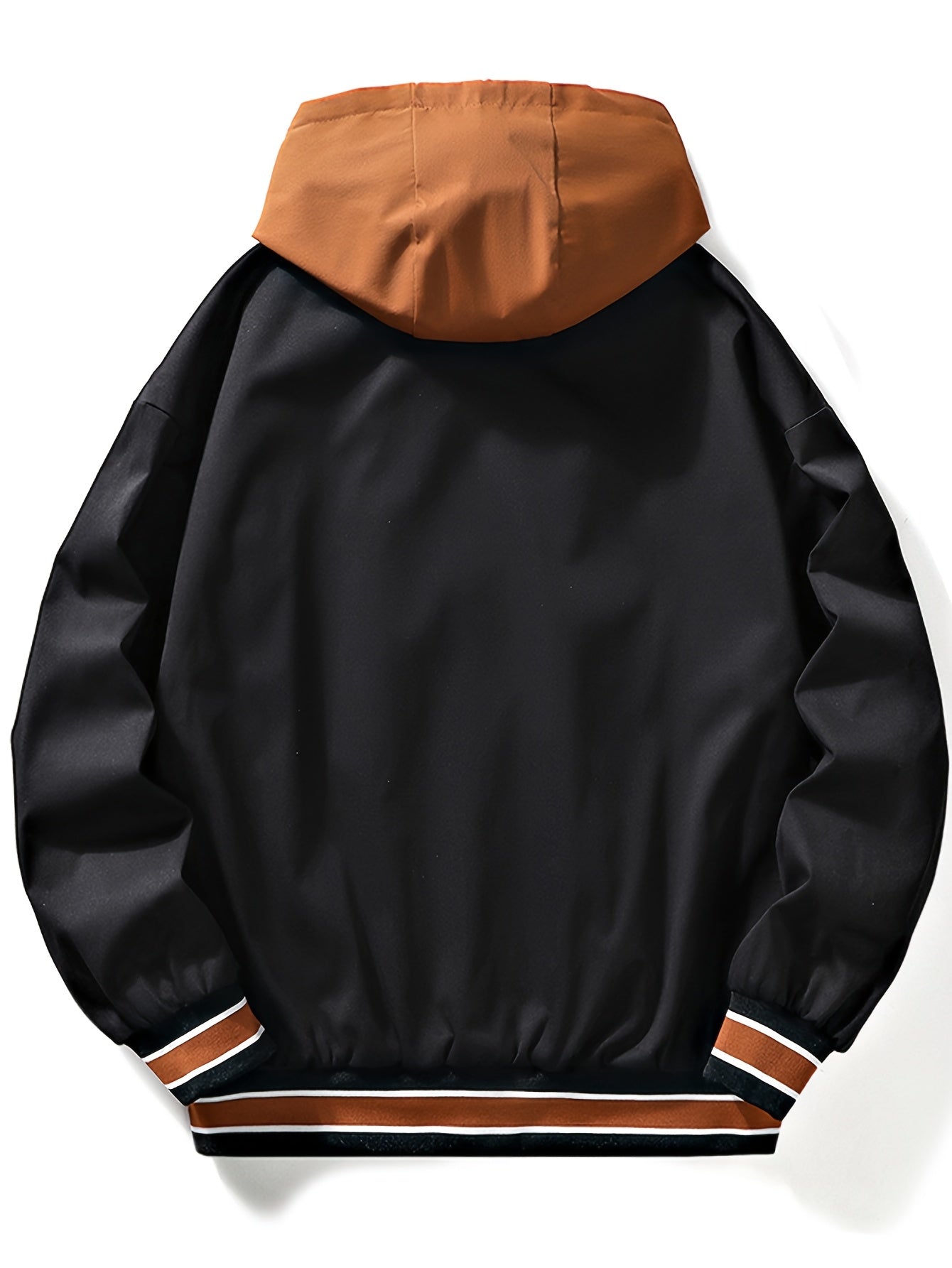 Veste universitaire bicolore blanche et marron pour homme avec capuche et inscription "DREAMS"