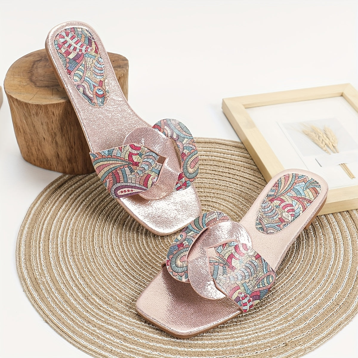 Sandales Plates Femme Style Bohème Chic à Motifs Paisley – Idéales pour Été et Sorties Décontractées
