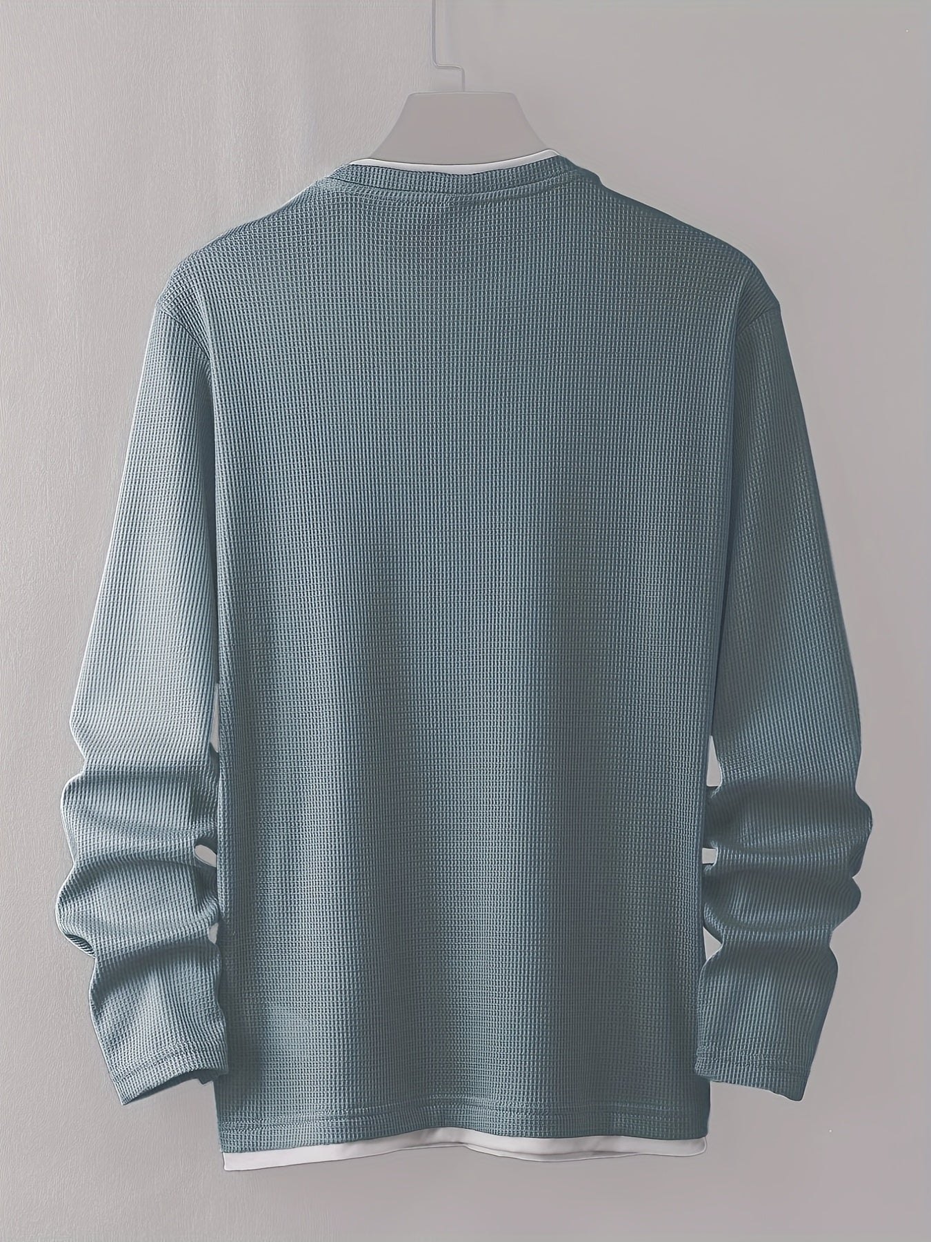 T-shirt Homme Manches Longues Texture Gaufrée Col Rond