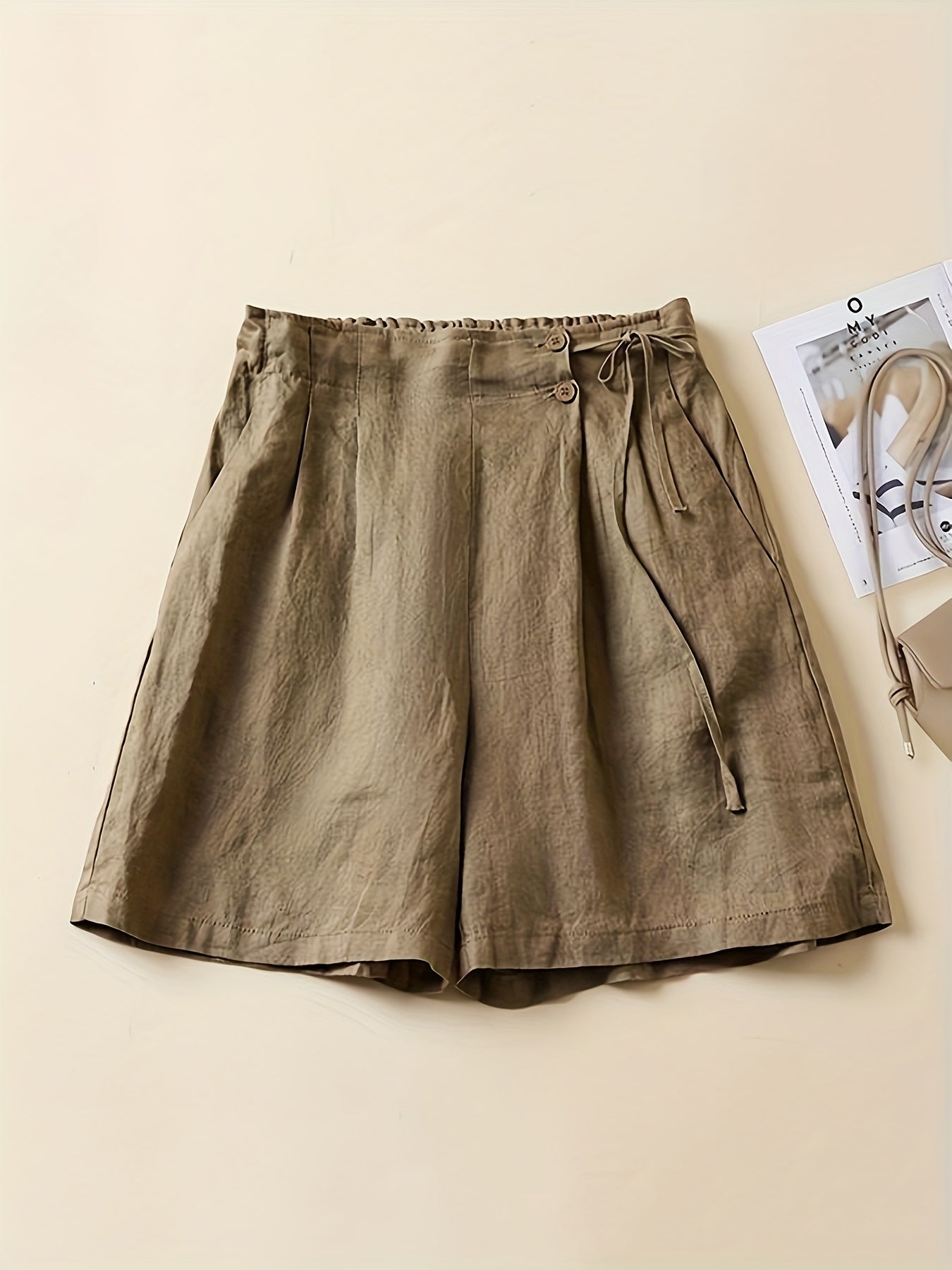 Shorts taille haute femme coupe ample style décontracté été