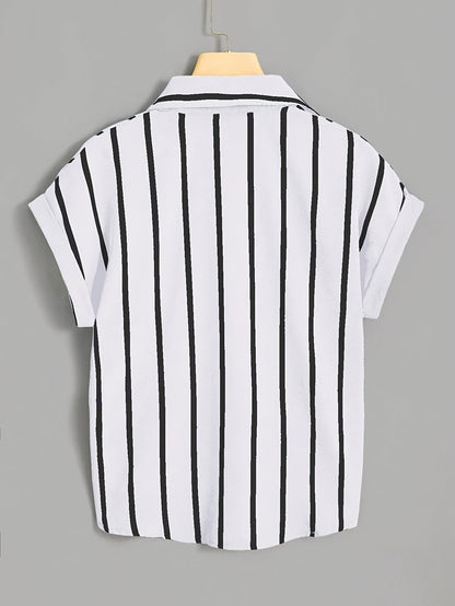 Chemise nouée à rayures style élégant pour femme - idéale pour l'été