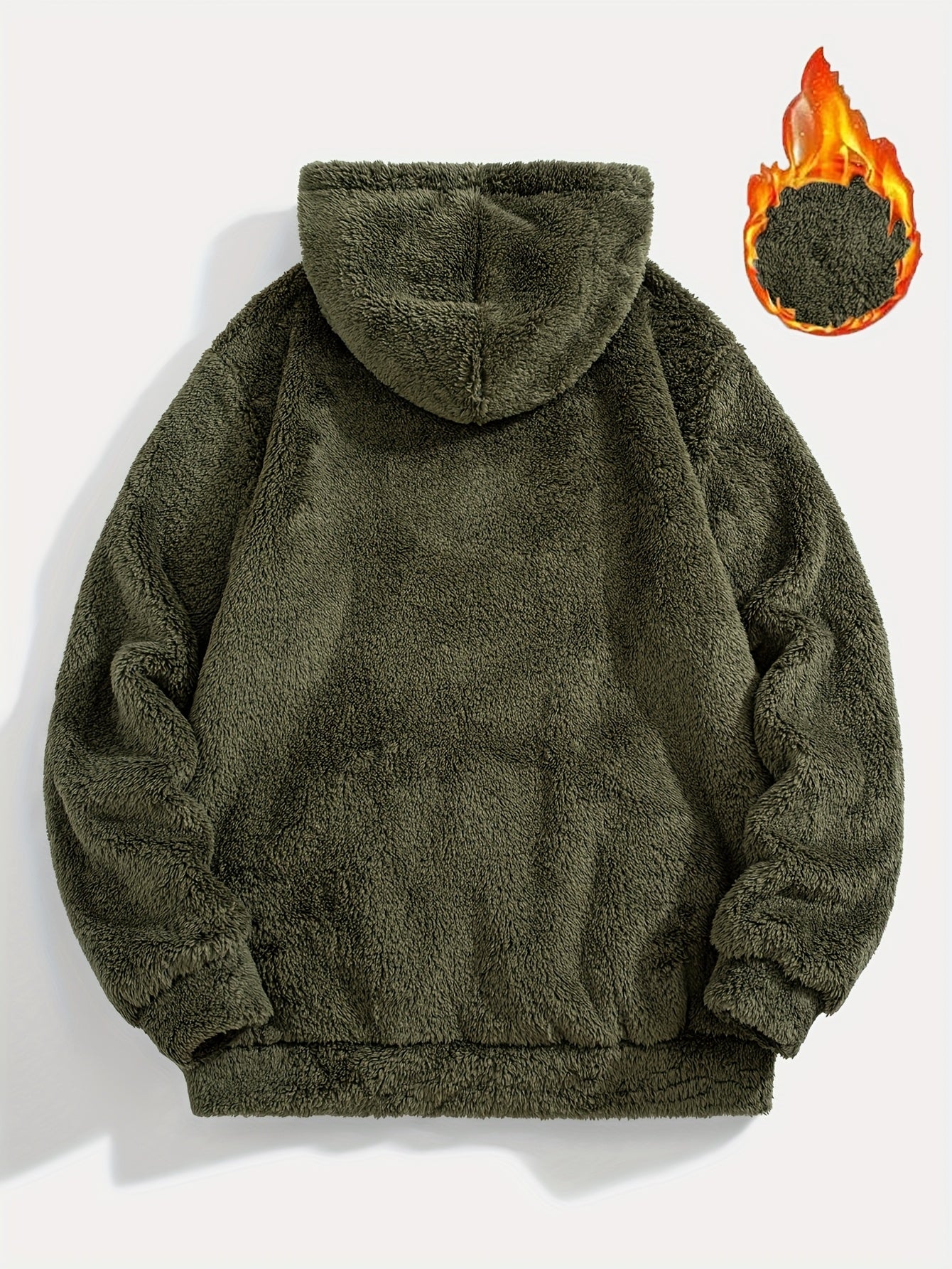 Sweat à Capuche Molletonné Chaud avec Cordon de Serrage et Poche Kangourou