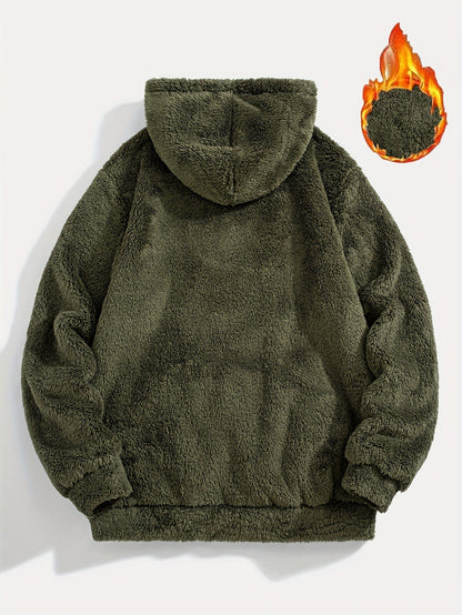 Sweat à Capuche Molletonné Chaud avec Cordon de Serrage et Poche Kangourou