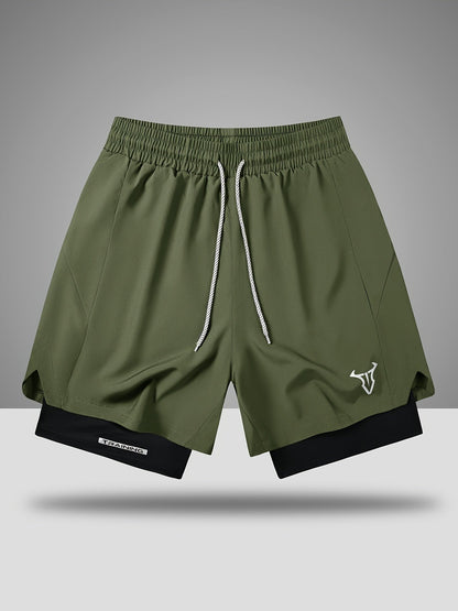 Short de sport homme entraînement double couche style moderne pour fitness et course à pied