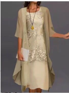 Elegantes zweiteiliges Damenkleid im Abendstil, schickes Ensemble mit fließender Jacke, ideal für Zeremonien und Events