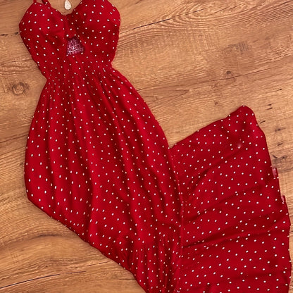 Vintage stijl lange jurk met stippen voor elegante en chique dames