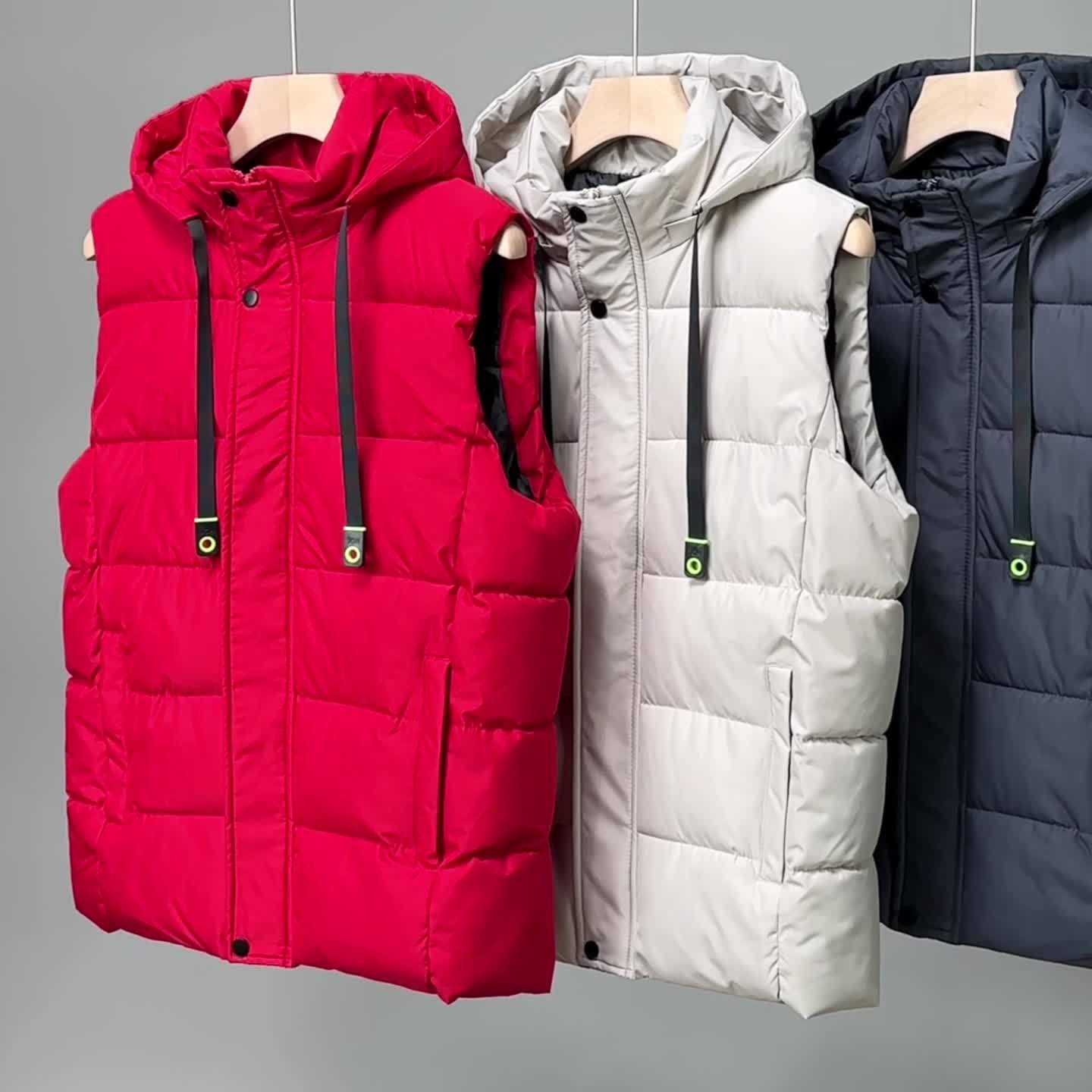 Doudoune sans manches à capuche matelassée pour homme Beige