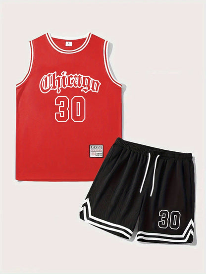 Ensemble Débardeur et Short de Basketball Style Chicago pour Homme - Look Sportif Urbain