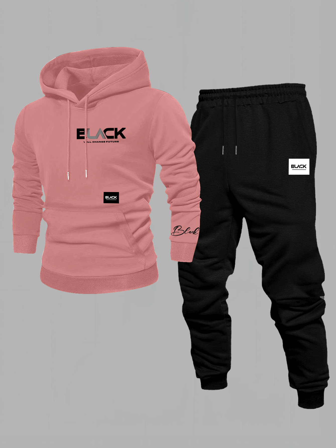Ensemble Survêtement Homme Capuche et Pantalon Jogging Uni avec Cordon