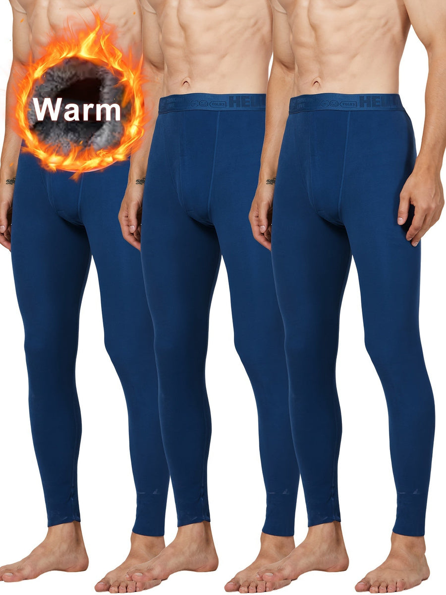 Set of 3 thermal long johns for men – Warm underwear bottoms, solid color