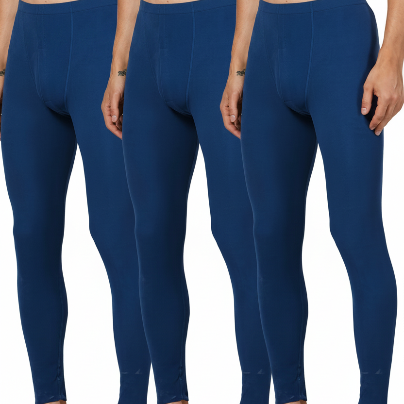 Lot de 3 caleçons longs thermiques pour homme – Bas de sous-vêtement chaud, couleur unie