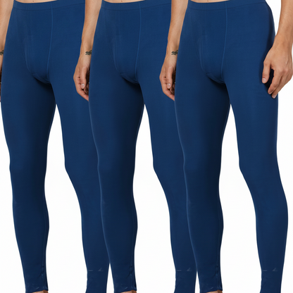 Lot de 3 caleçons longs thermiques pour homme – Bas de sous-vêtement chaud, couleur unie