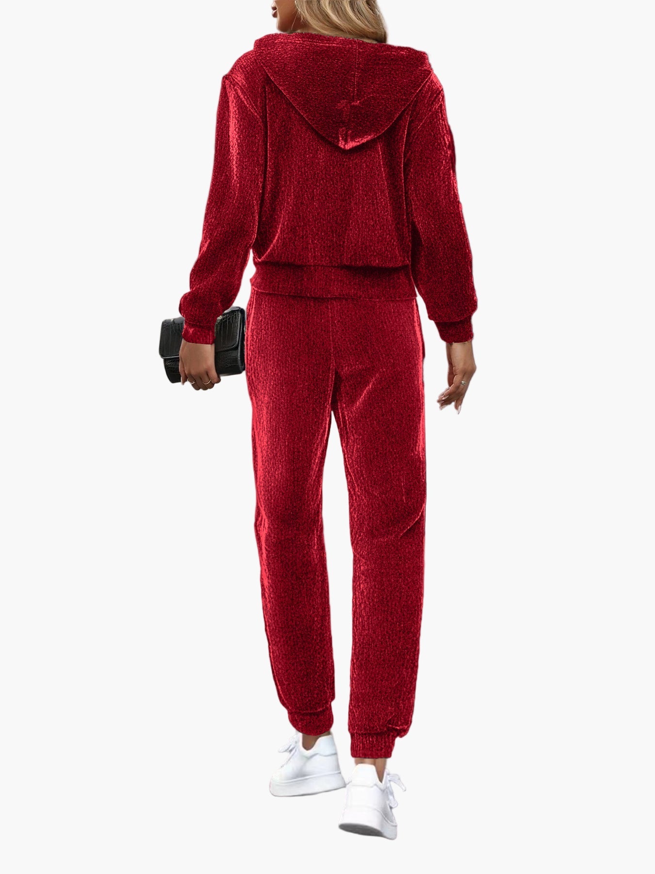 Tuta casual da donna con cappuccio stile sportivo per autunno e inverno
