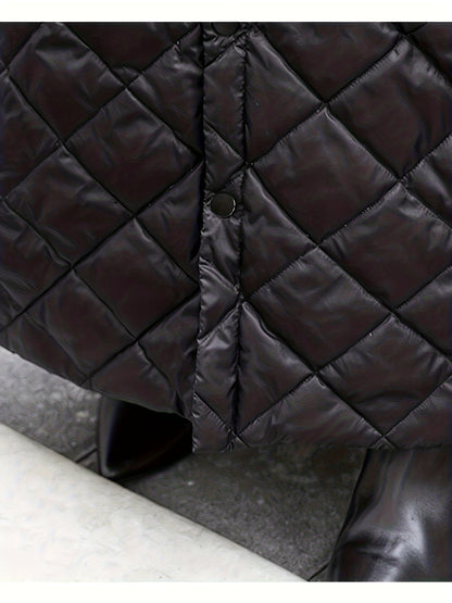Jupe longue matelassée noire boutonnée taille haute pour femme