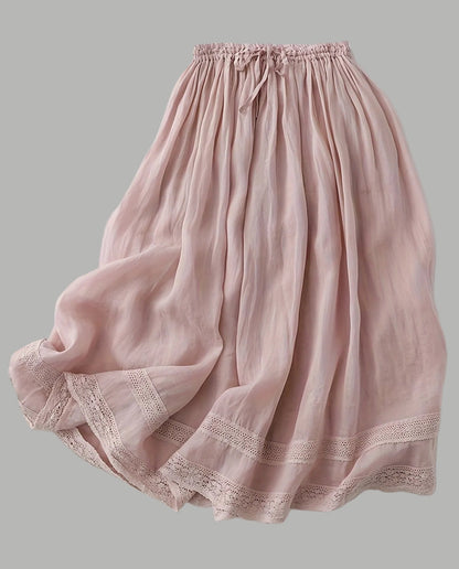 Gonna lunga donna stile bohémien con pizzo, elegante e fluida per l'estate