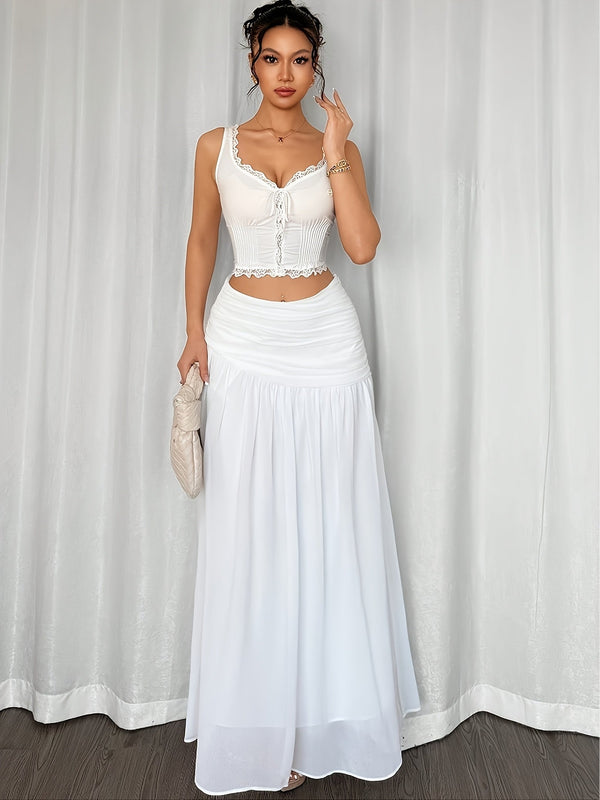 Jupe longue de plage drapée style bohème pour femme – Élégante et fluide, idéale vacances et soirées d'été