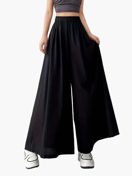 Wijde broek in jupe-culotte stijl voor dames, losse pasvorm, casual trendy