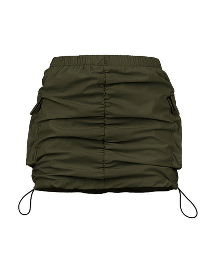 Jupe Mini Cargo Femme Style Urbain avec Fronces et Poches Utilitaires