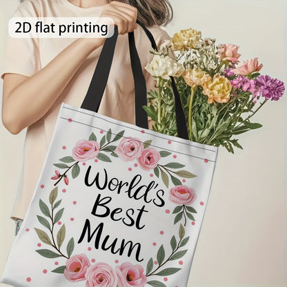 Sac cabas femme style floral cadeau fête des mères "World's Best Mum"