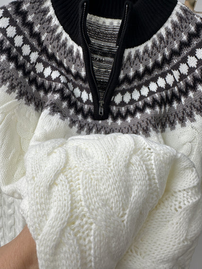 Męski sweter z półzamkiem i stójką w stylu nordyckim casual na zimę