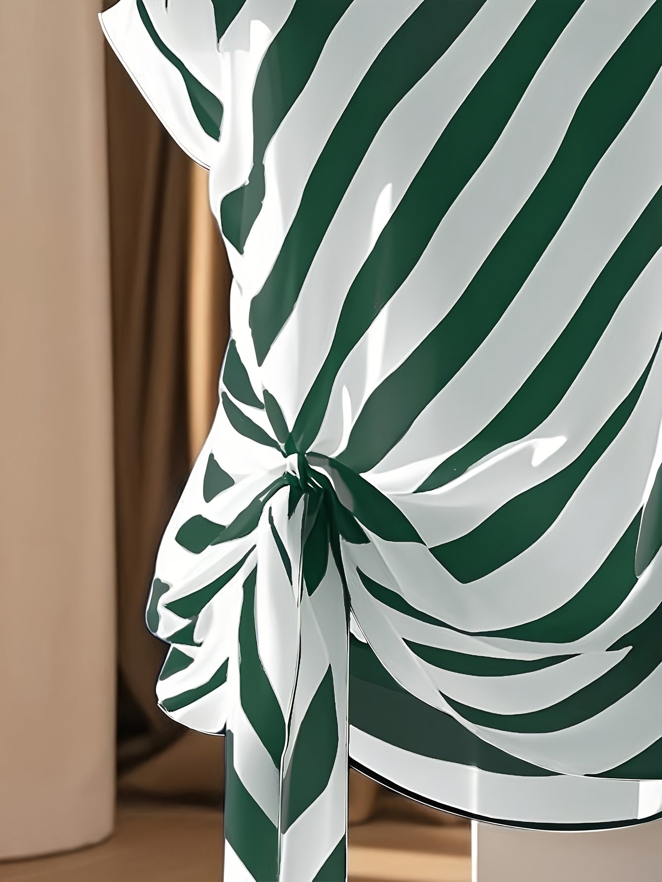 Elegant Women's Blouse with Bohemian Pattern for Spring/Summer, Asymmetric Style with Decorative Bow
