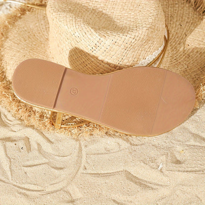 Flache Gladiator-Sandalen mit Schnürung für Damen – Für Urlaub und Strand  