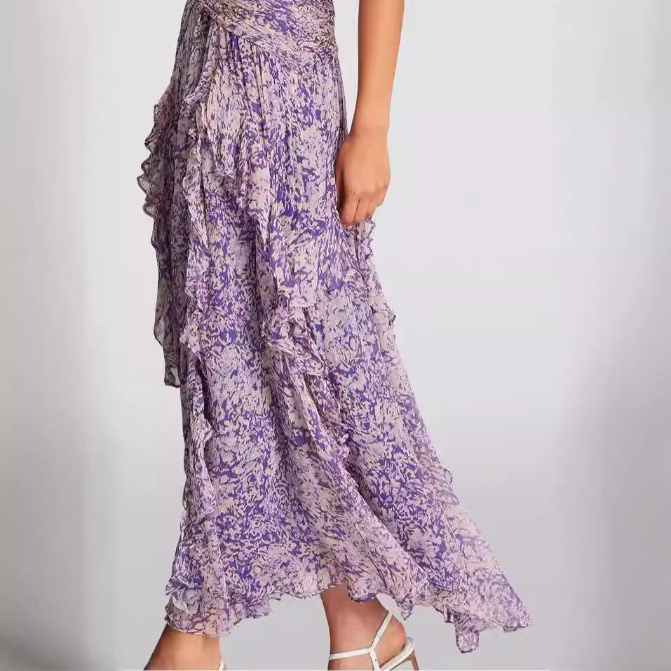 Lisa – Abito in chiffon con scollo a V e spalle scoperte per donna