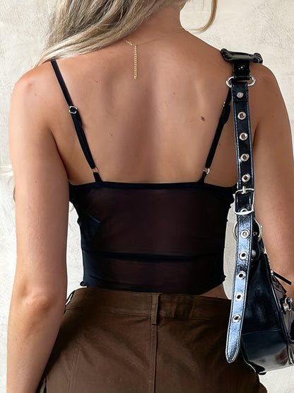 Top corto donna stile serata con spalline sottili e fiocco davanti – Tendenza chic per uscite