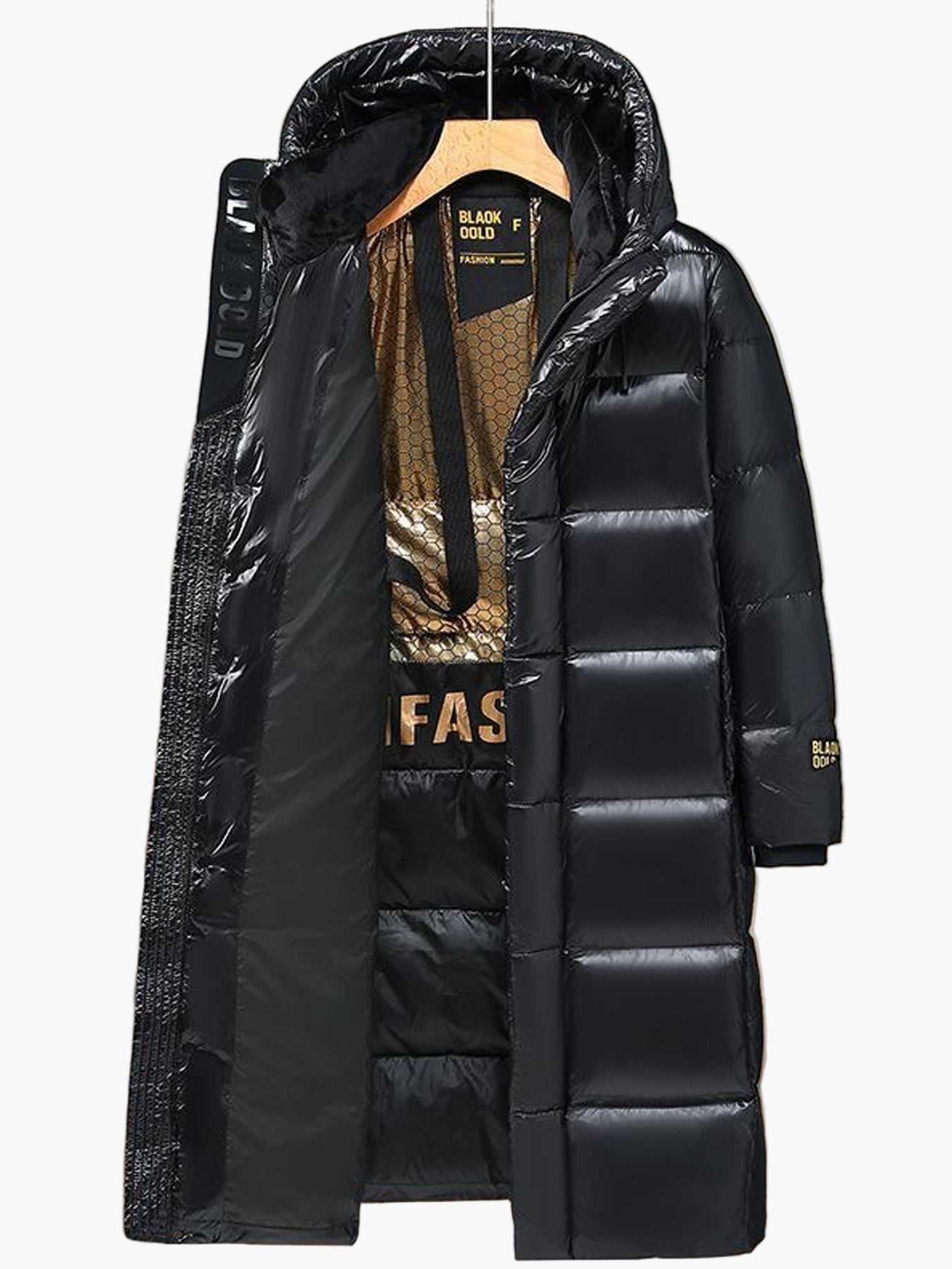 Cappotto lungo imbottito con cappuccio stile casual da uomo, ideale per l'inverno urbano