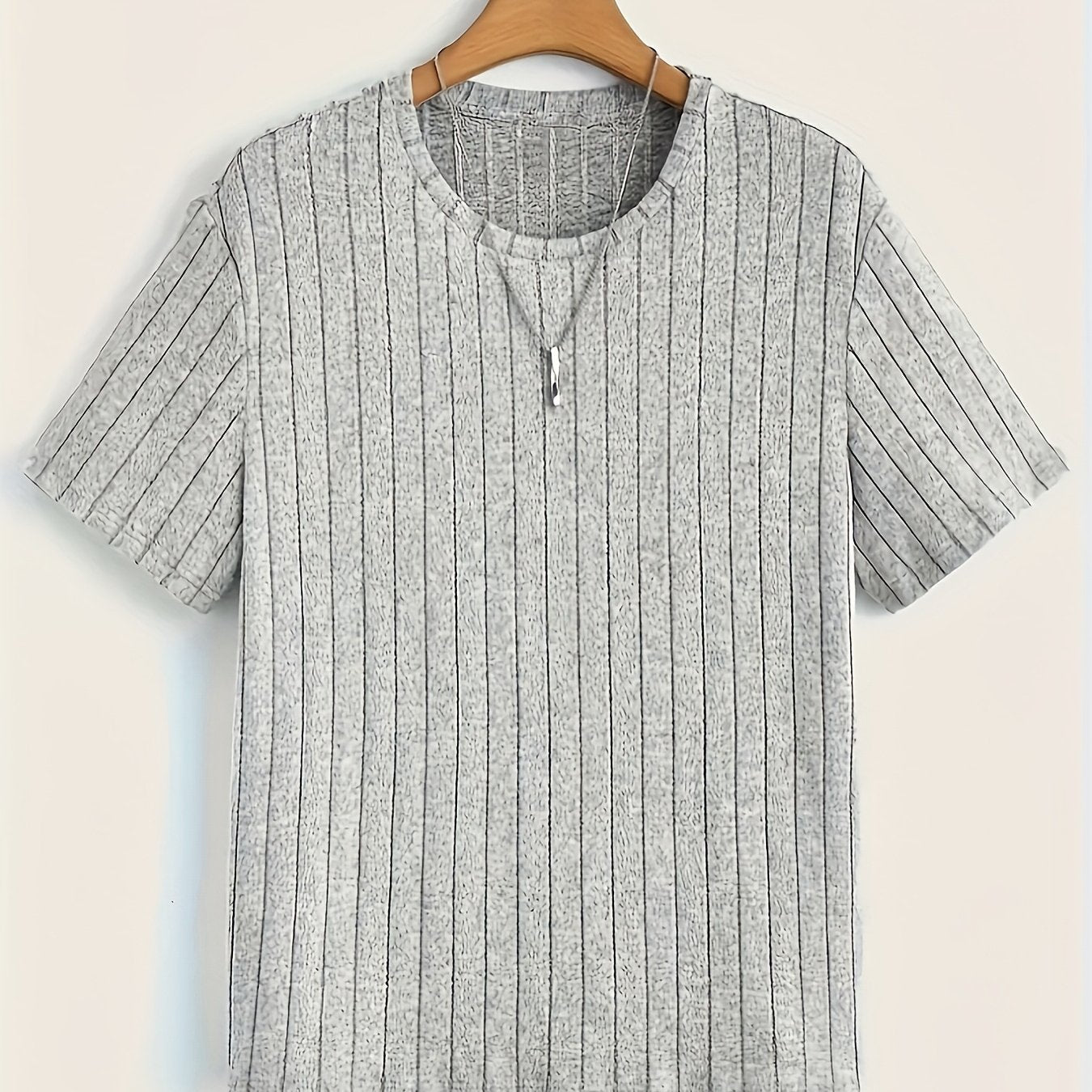 T-shirt à manches courtes pour homme style moderne à rayures texturées – Casual chic et polyvalent