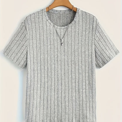 T-shirt à manches courtes pour homme style moderne à rayures texturées – Casual chic et polyvalent