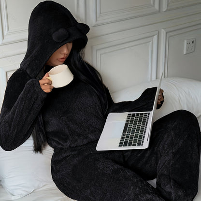 Ensemble d'intérieur Femme Doux à Capuche et Pantalon Large avec Oreilles