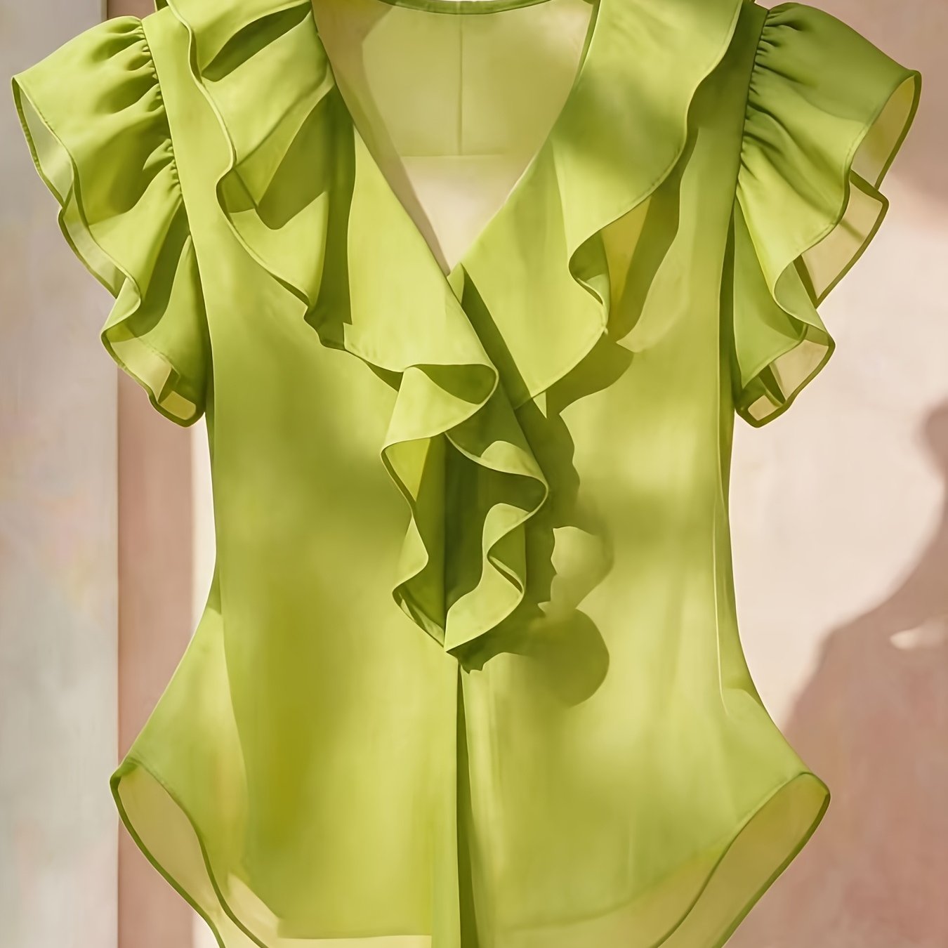 Blouse Femme Élégante à Volants Style Romantique pour Tenue Chic et Bureau