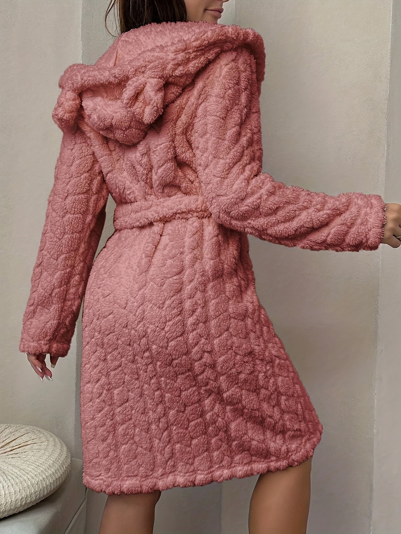 Robe de Chambre Femme à Capuche Ourson Douce Lavande