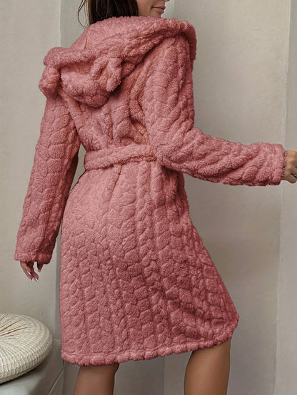 Robe de Chambre Femme à Capuche Ourson Douce Lavande