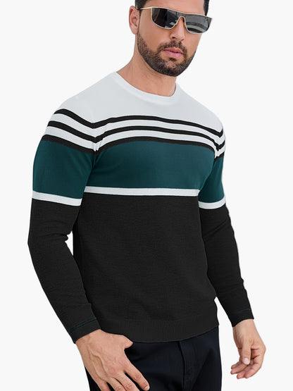 Maglione casual da uomo a righe stile moderno per uso quotidiano