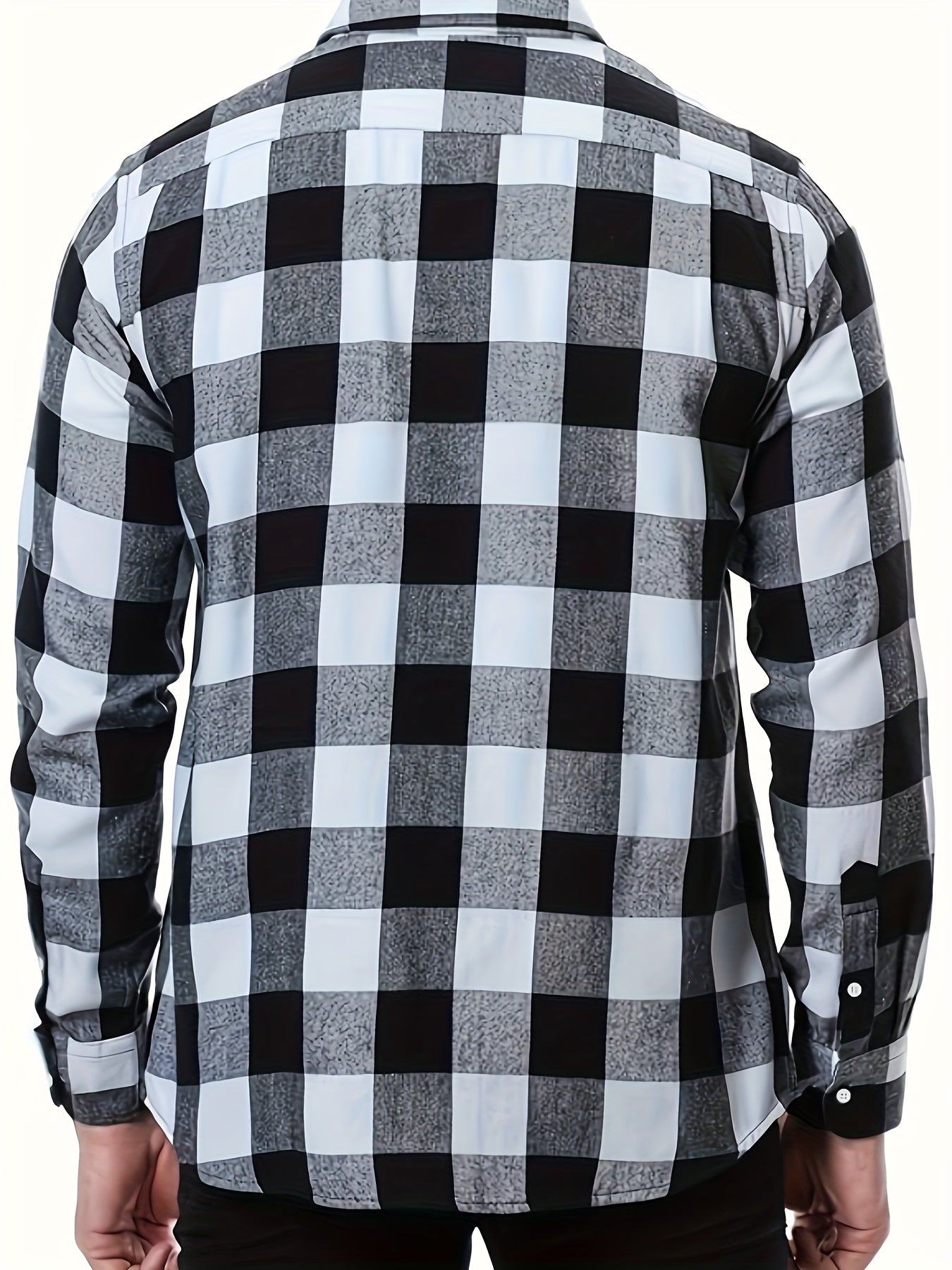 Chemise à Carreaux Homme Manches Longues à Col Classique et Poches Poitrine
